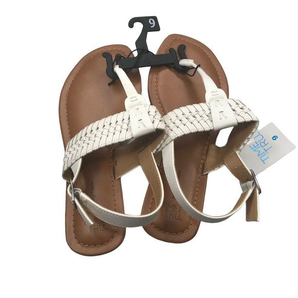 Time And Tru Women's Size 9 White Whip Stitch Thong Sandal New With Tags - Picture 3 of 11